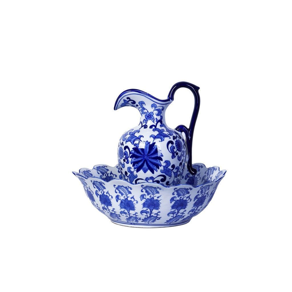 Teapot with a blue porcelain saucer