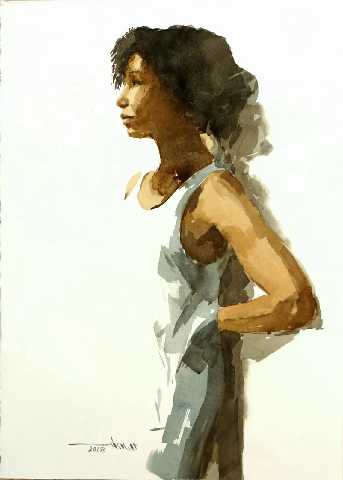 Girl Leaning Against the Wall – Essam Taha
