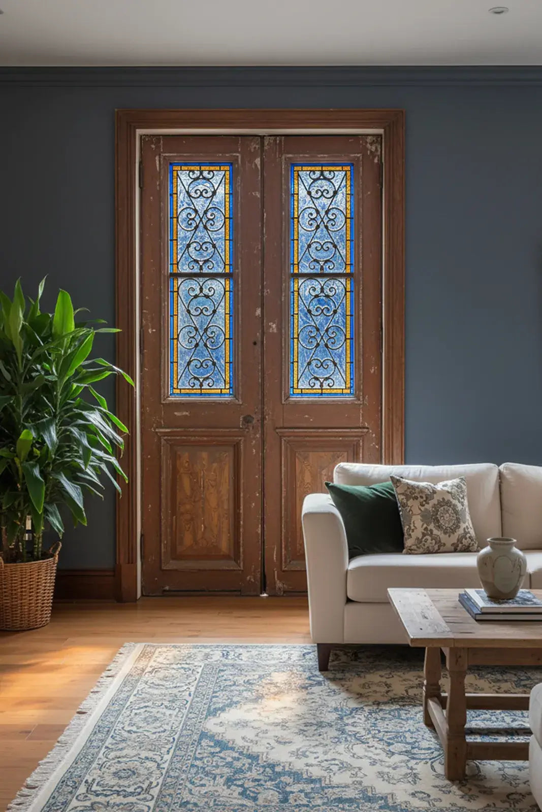 A Vintage Iron Window Doors made of Wood - 1104 .