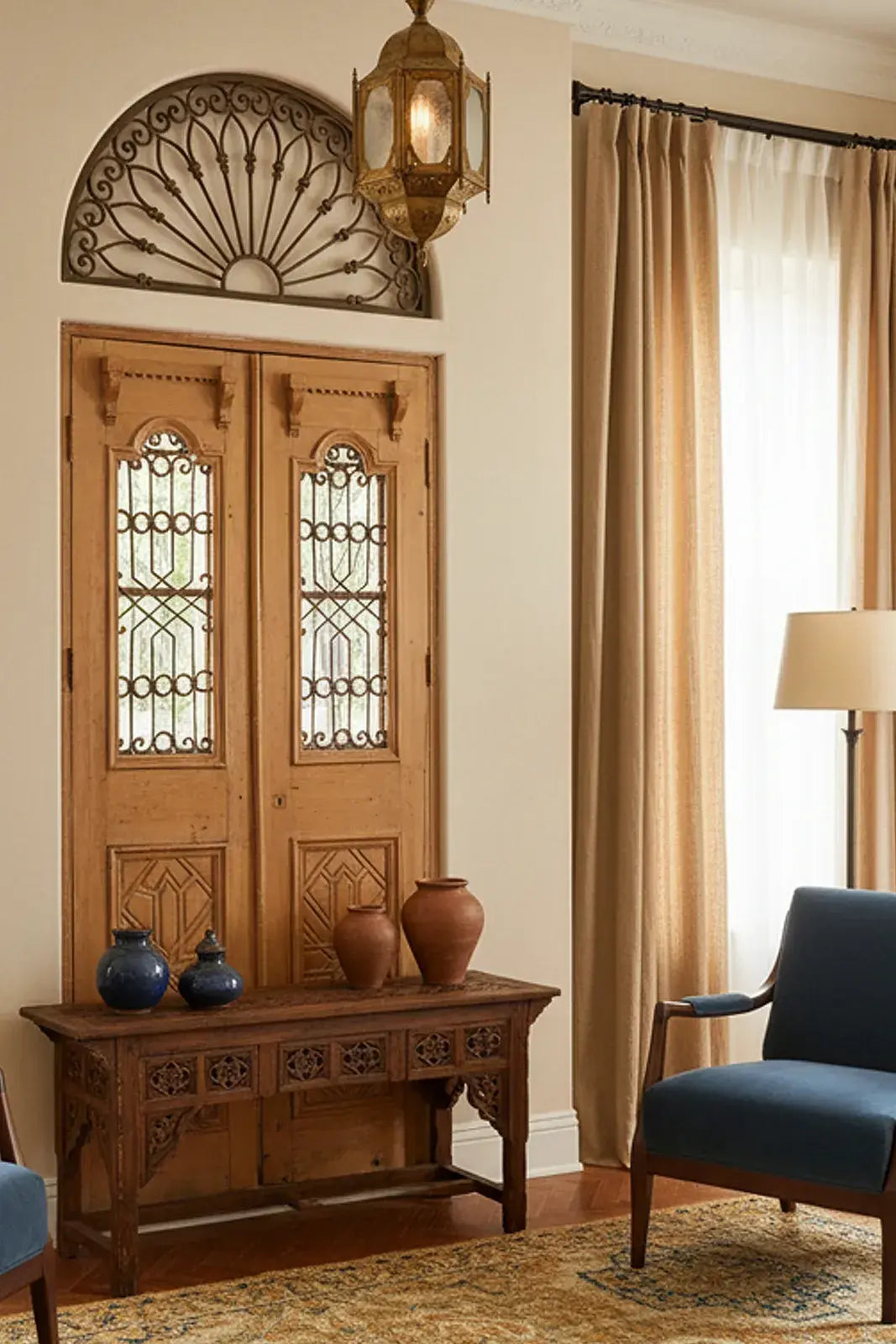 A Vintage Iron Window Doors made of Wood - 1158 .