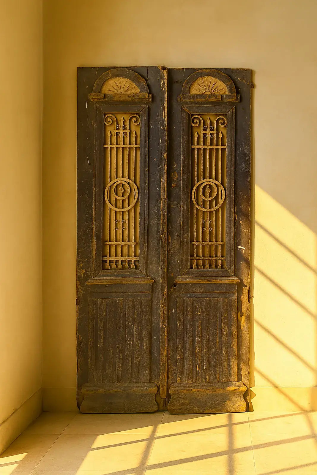 A Vintage Iron Window Doors made of Wood - 1179 .