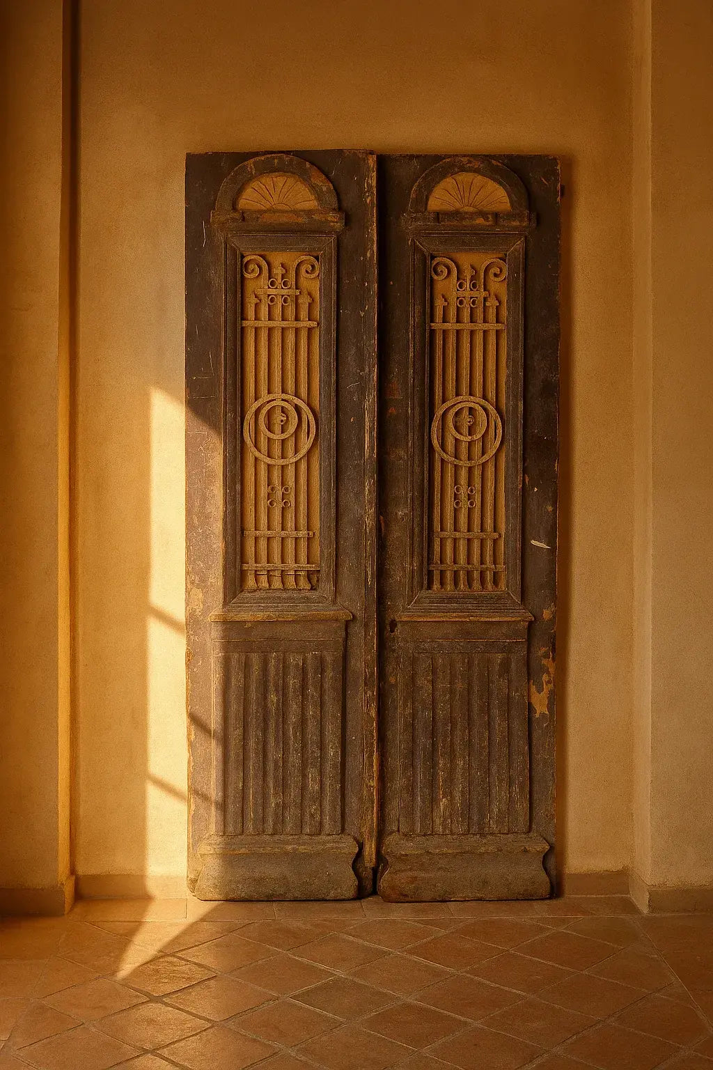 A Vintage Iron Window Doors made of Wood - 1179 .