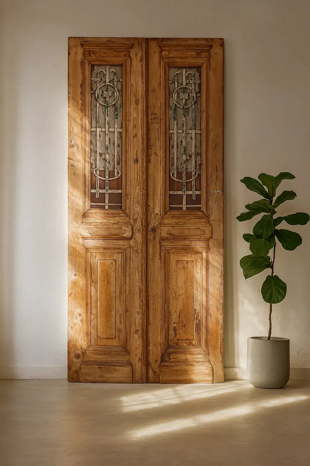 A Vintage Iron Window Doors made of Wood - 1205 .