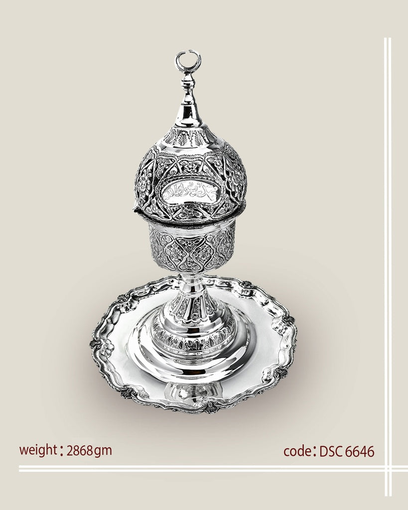 Massive Pure Silver Handmade Incense Burner (DSC6646)