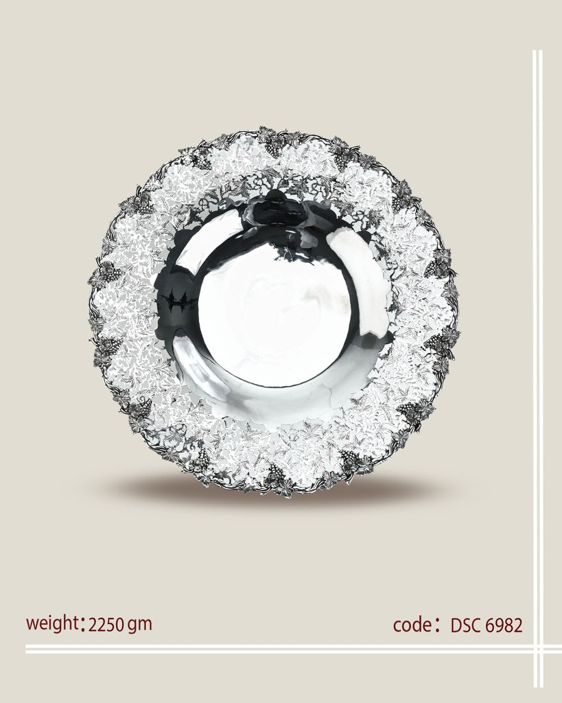Big Size Floral Ajur Silver Plate (DSC6982)