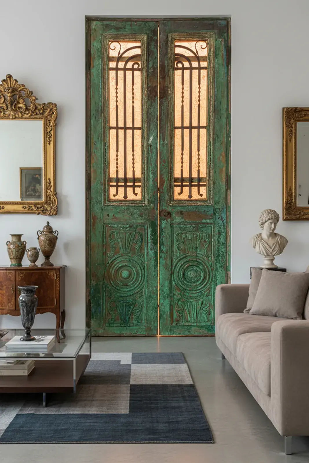 A Vintage Iron Window Doors made of Wood - 1140 .
