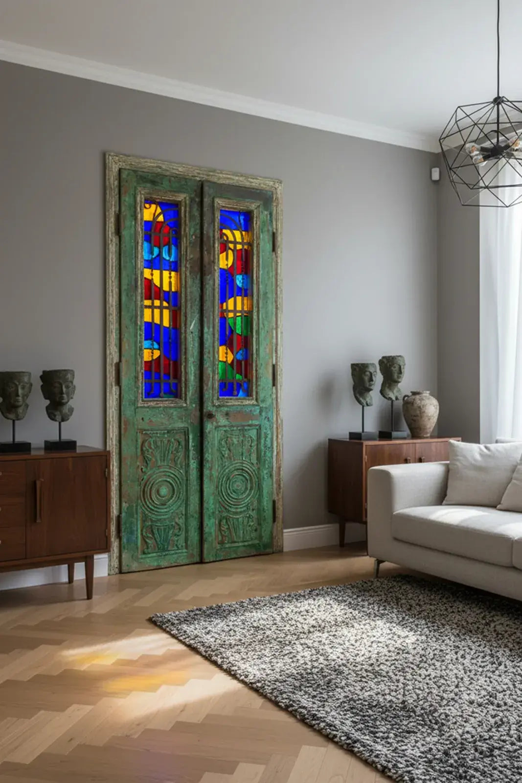 A Vintage Iron Window Doors made of Wood - 1140 .
