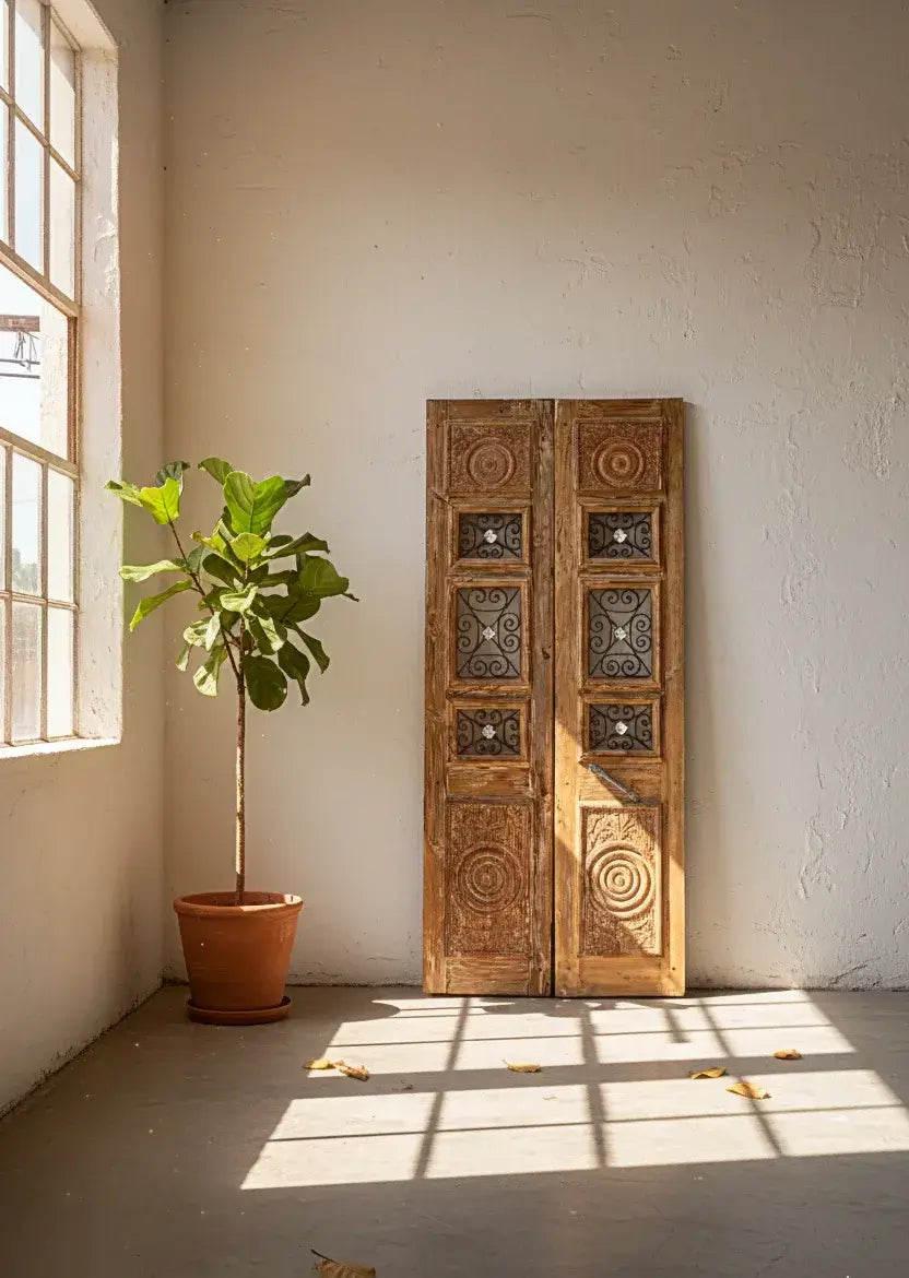 A Vintage Iron Window Doors made of Wood - 1182 .
