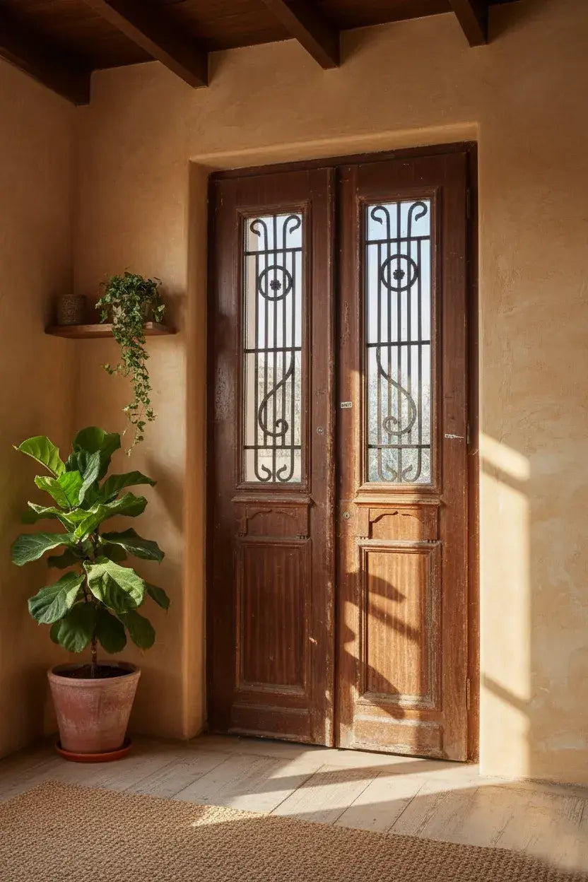 A Vintage Iron Window Doors made of Wood - 1209 .