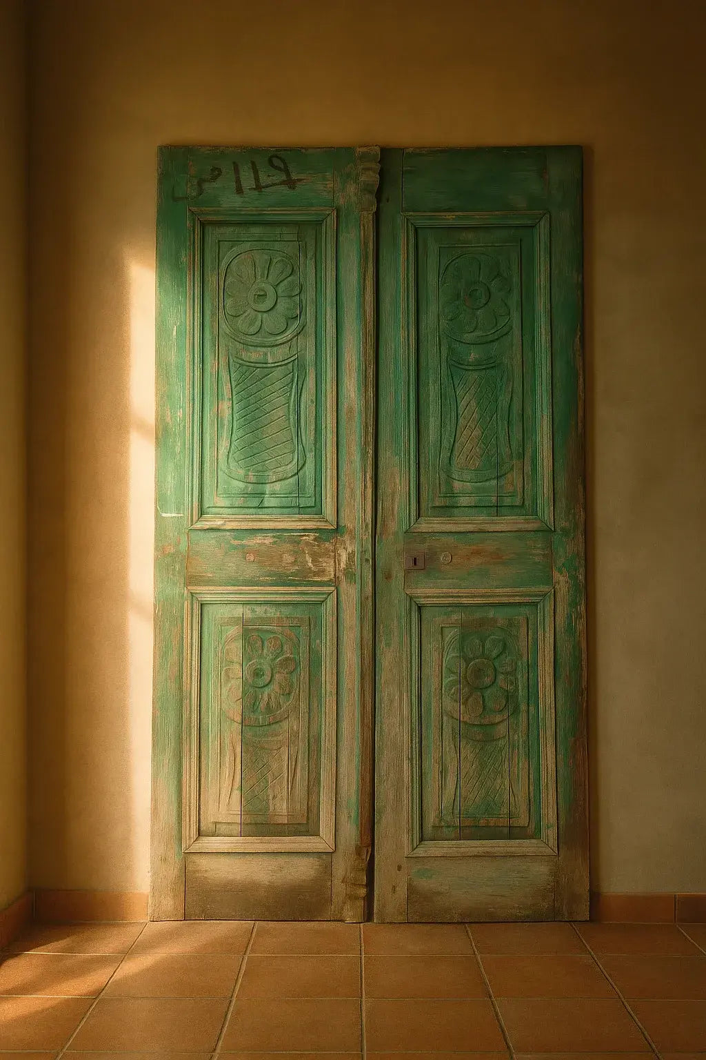 A Vintage Dam Doors made of Wood with Fayoumi Design - 2003 .