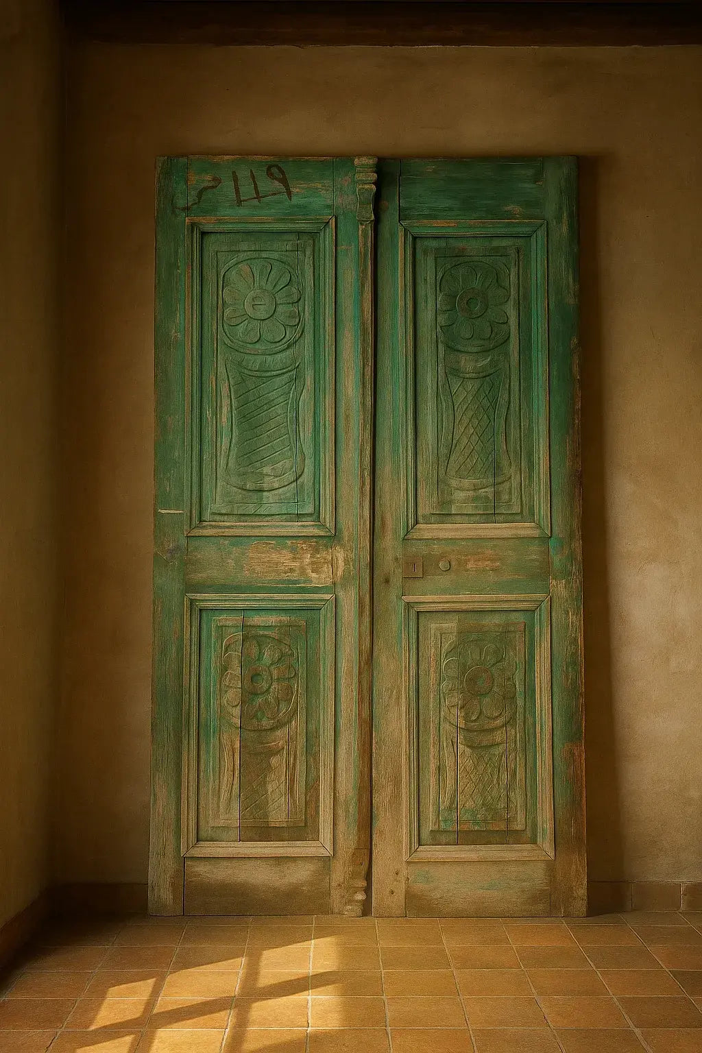 A Vintage Dam Doors made of Wood with Fayoumi Design - 2003 .
